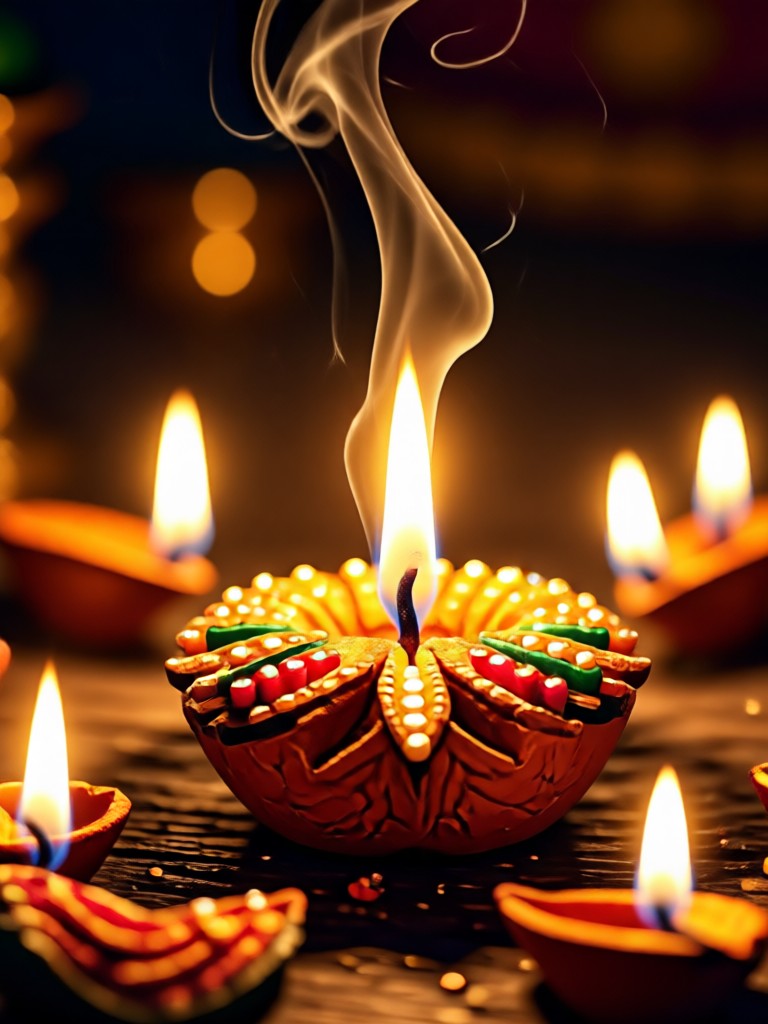 Pet photo featuring a fun AI Diwali hat and festive backdrop