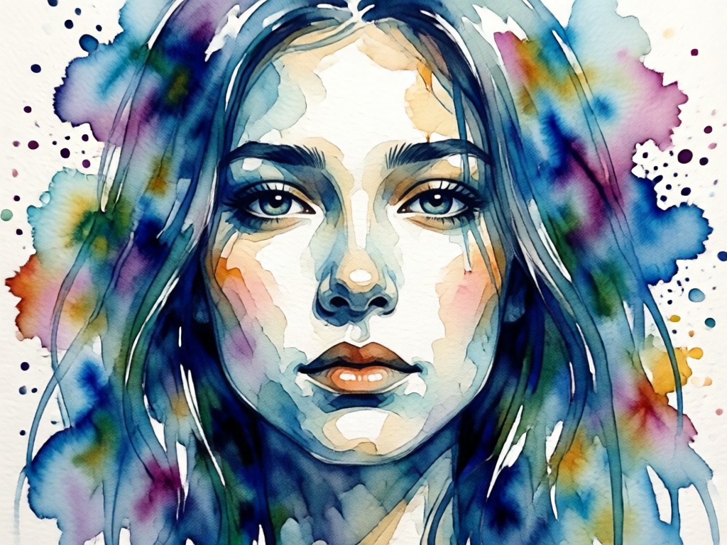 A beautiful AI watercolor portrait displayed as wall art