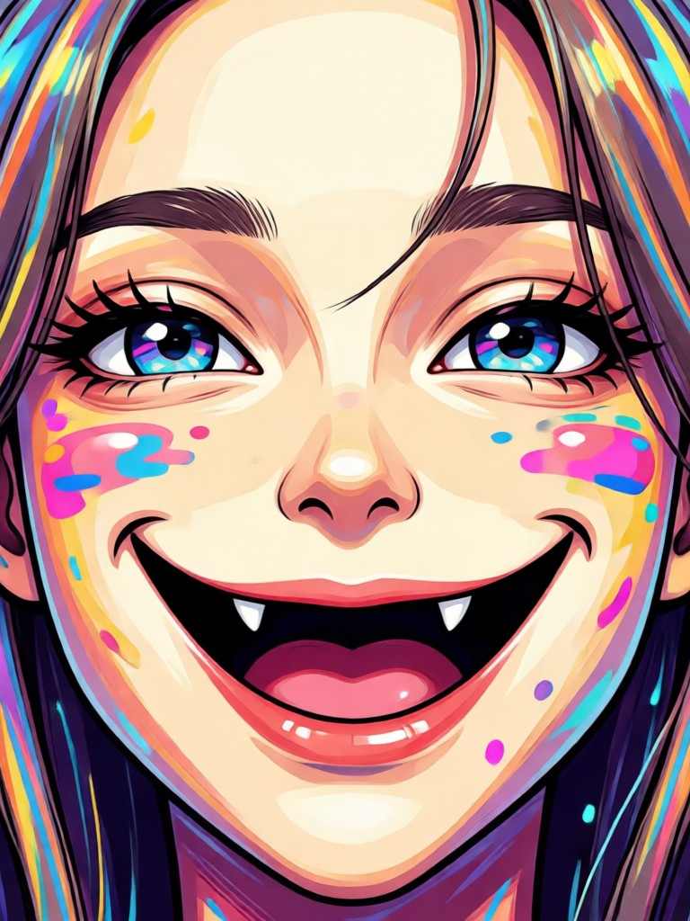 Retrato antes e depois do filtro de sorriso AI