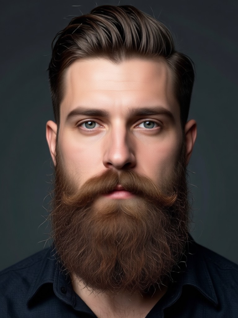 Man smiling with perfectly generated AI beard