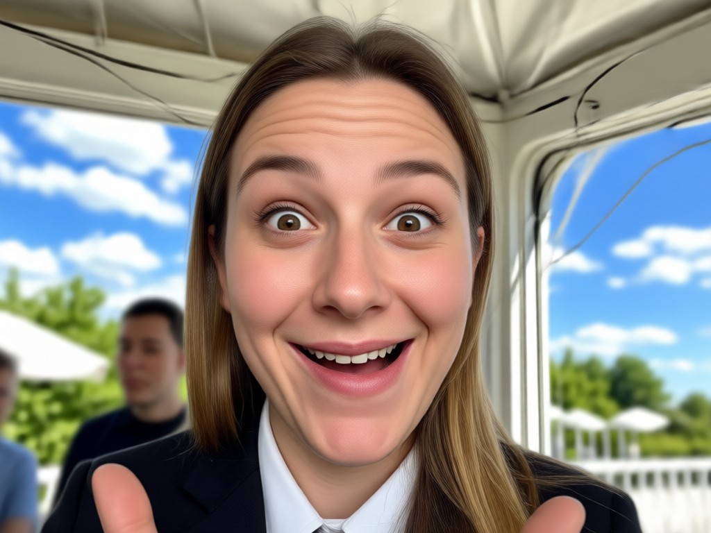 Comparação mostrando uma foto séria transformada com um filtro facial engraçado