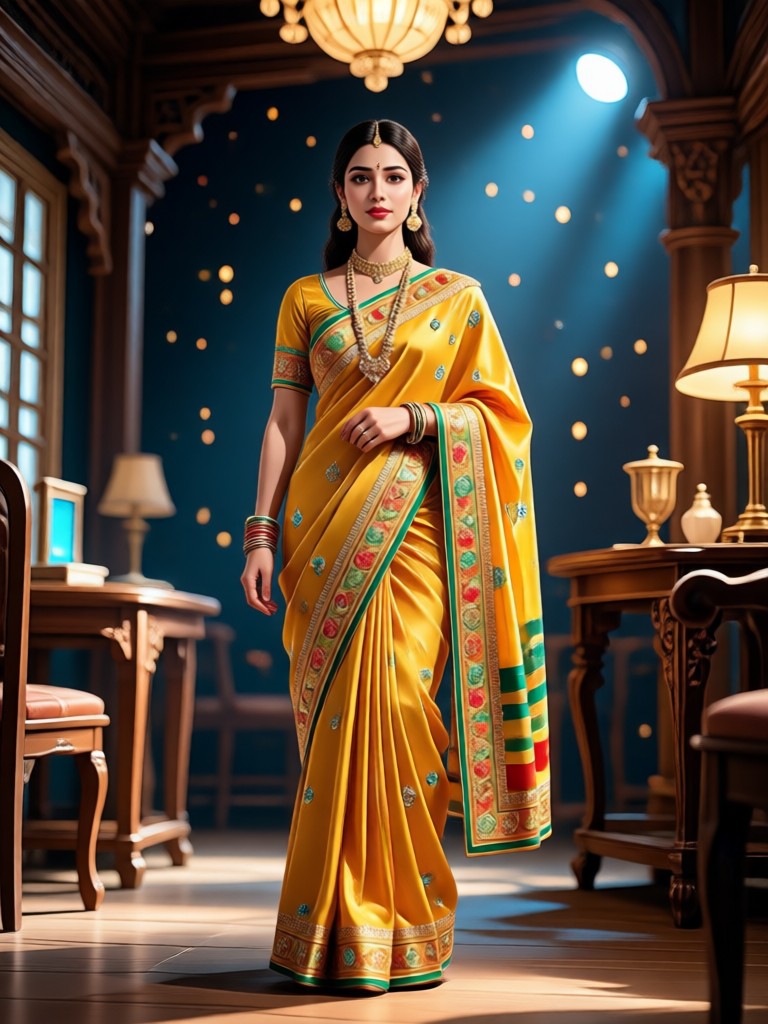 Traditional Kanjeevaram saree AI generation