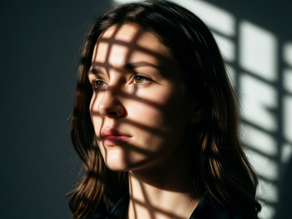 Visual comparison of flat photo vs AI enhanced light and shadow portrait