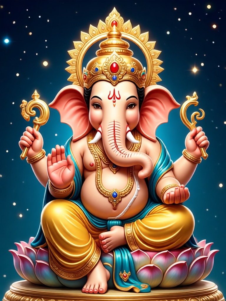 AI Ganesh Ji in detailed line art sketch style