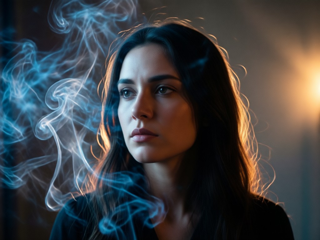 dramatic lighting with smoky portrait ai