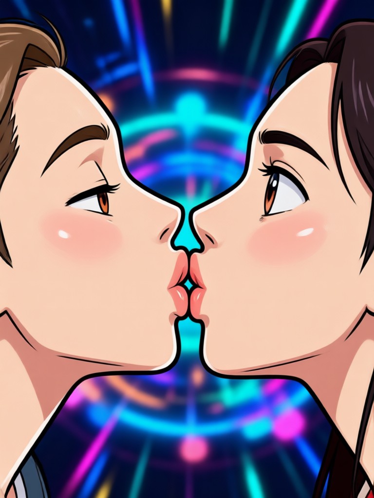 Cartoon couple kissing animation maker