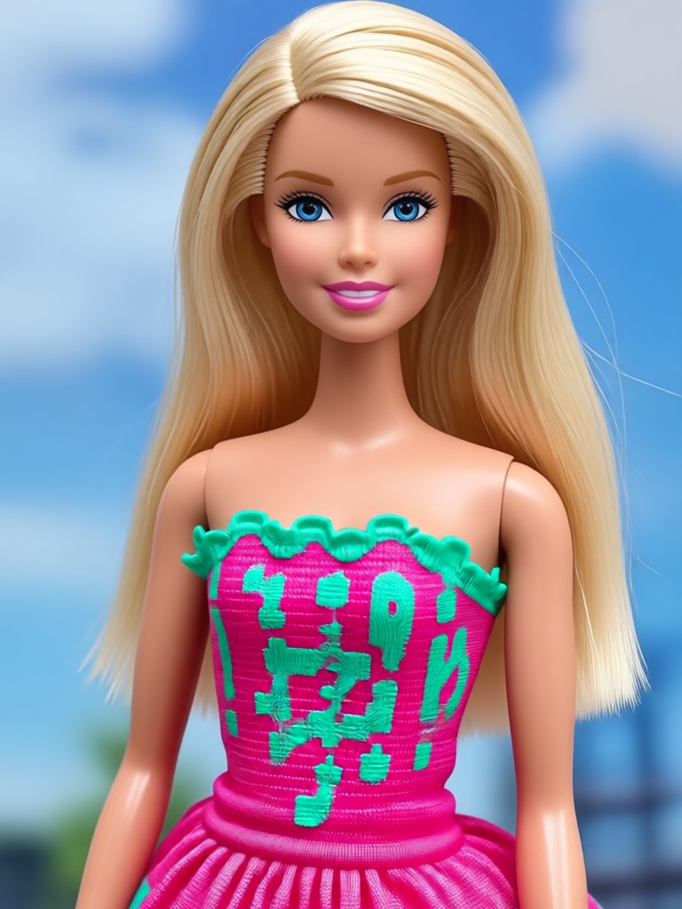 Dreamy pastel-colored Barbie doll portrait