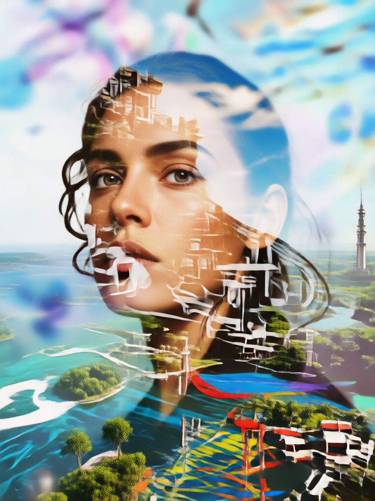 ethereal floral double exposure face