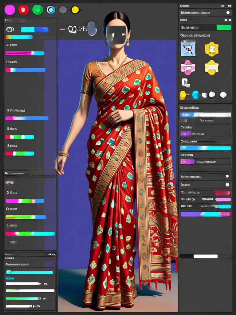 AI Red Saree with gold zari work
