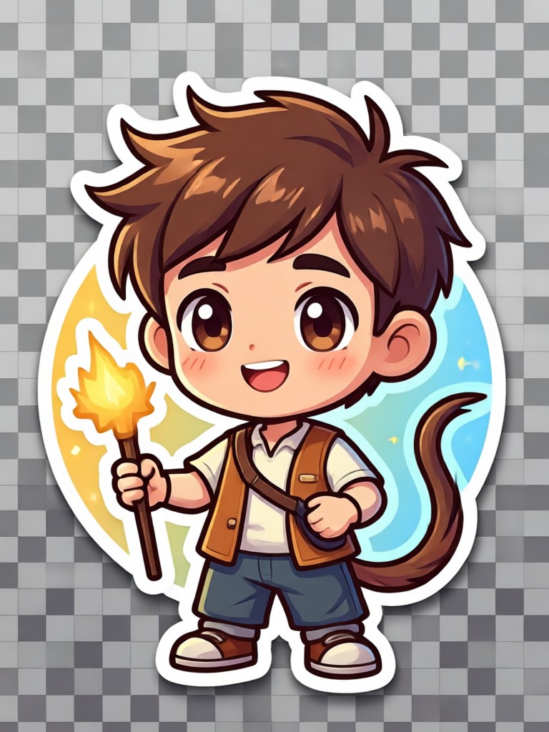 Stiker AI chibi gaya anime