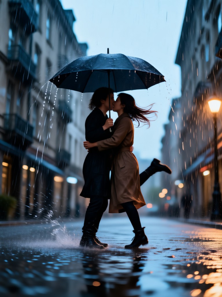 phone showing slow motion rain hug video creation