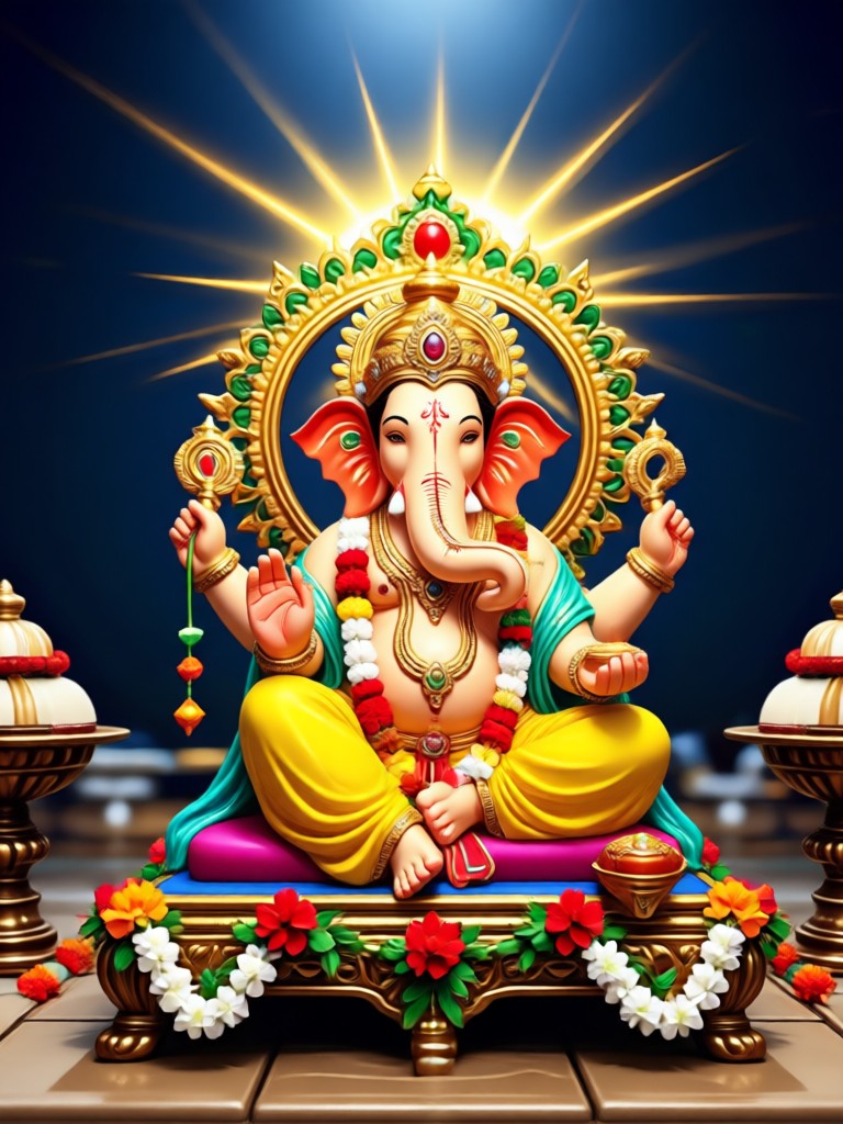 Golden Hour Divine Portrait of Ganpati Procession