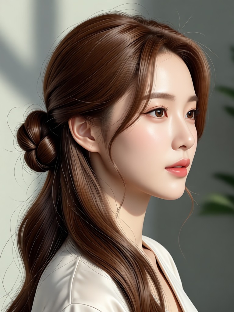 韓国アッシュブラウンヘアカラーAI例