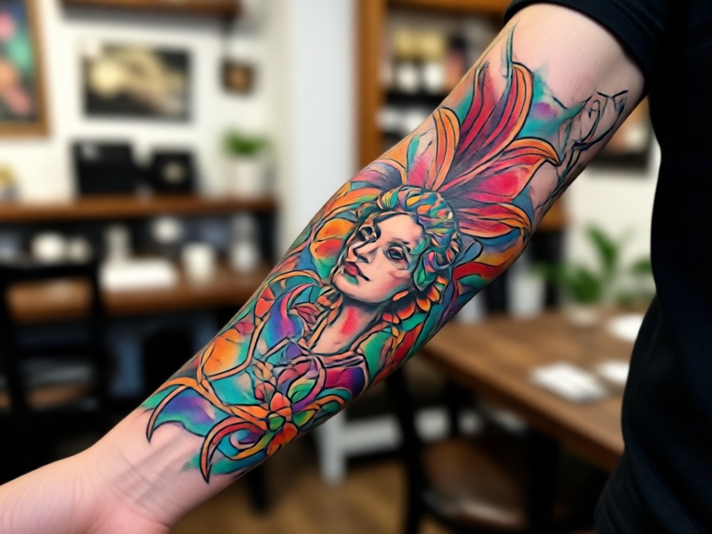 Realistic tattoo blending on skin
