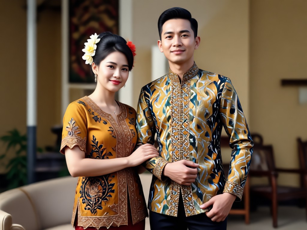 AI Batik couple portrait process
