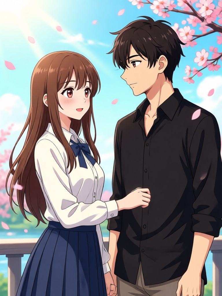 壮大な少年漫画風カップルアクションシーン