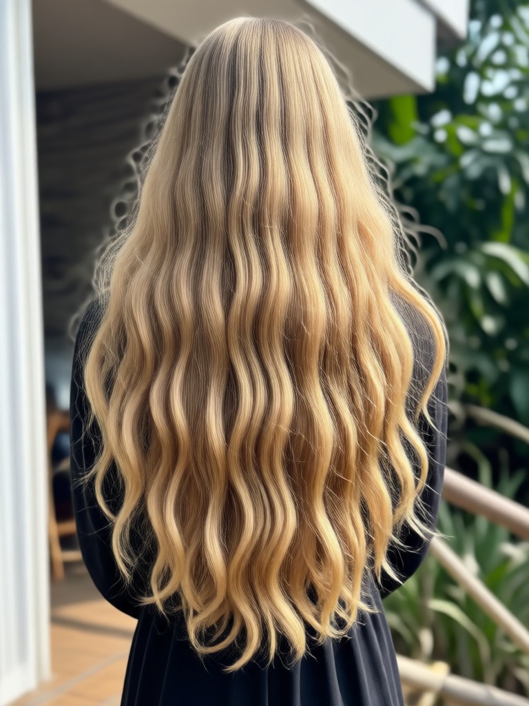 Short to long curly hair AI filter result