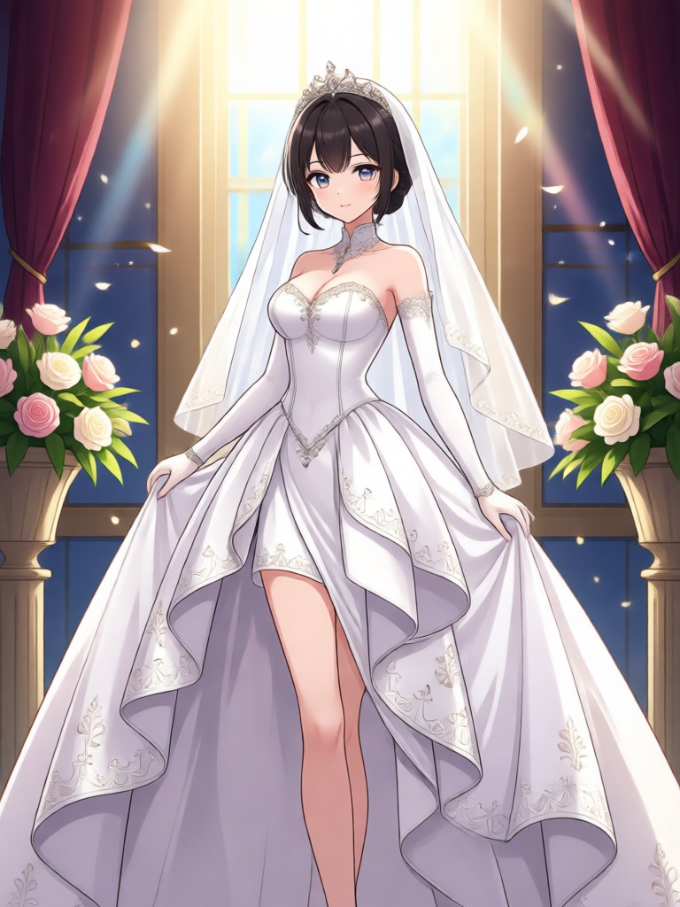 Princess anime bride in ball gown