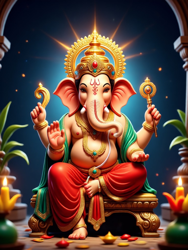 Mobil-App-Oberfläche mit Ganesh-Chaturthi-KI-Filtern