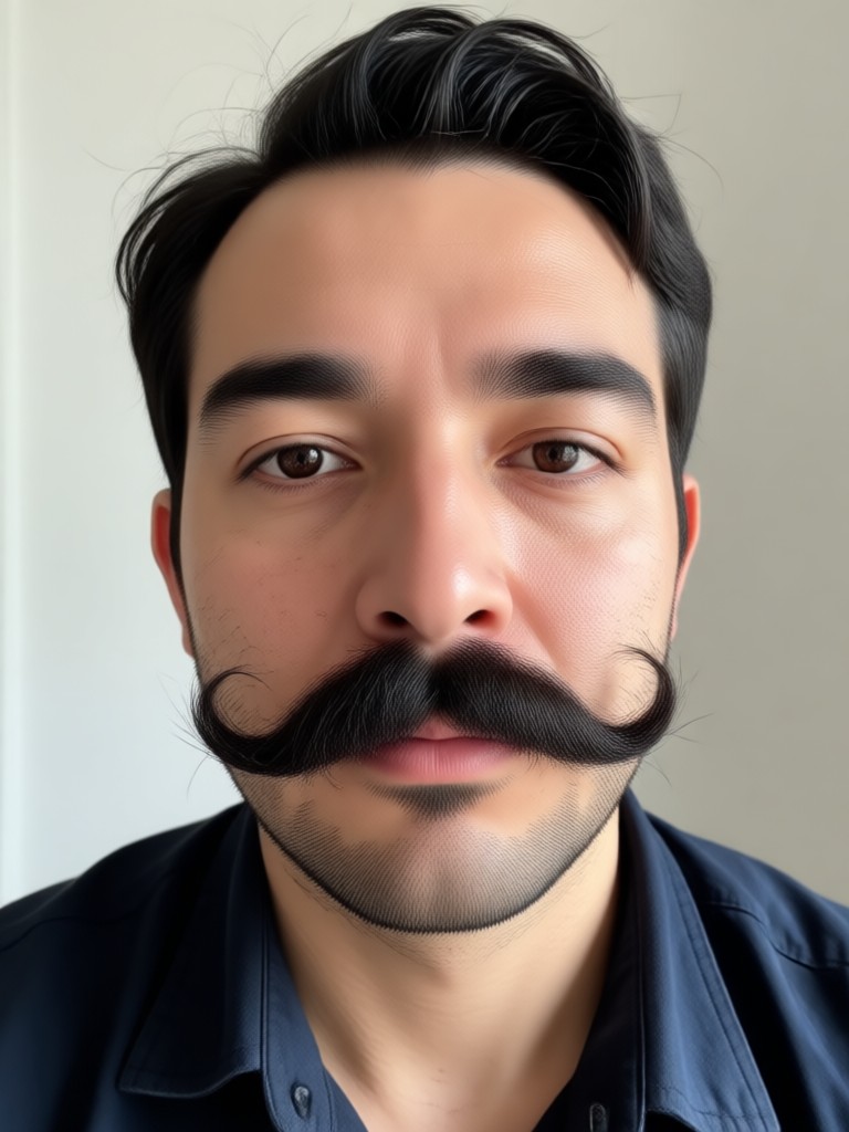 AI mustache on a historical figure portrait
