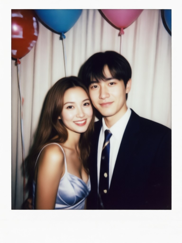 Vintage travel Polaroid couple memory