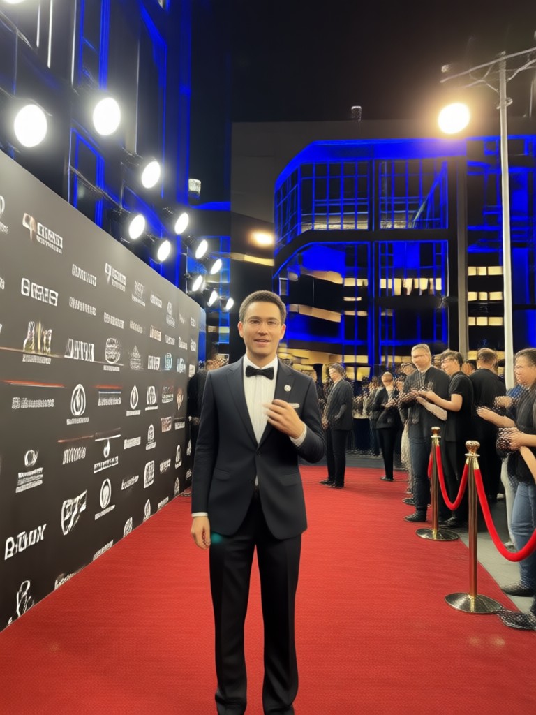 Elegant AI red carpet photo in velvet