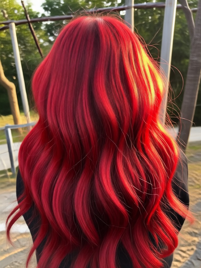 Elderly person with elegant auburn red hair filter