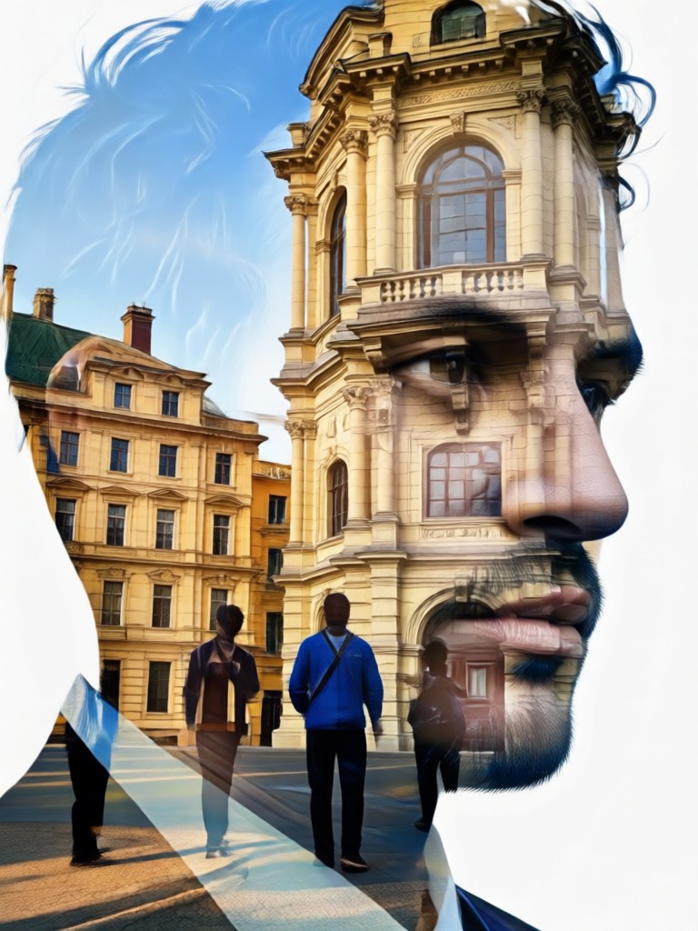 minimalist memorial double exposure art