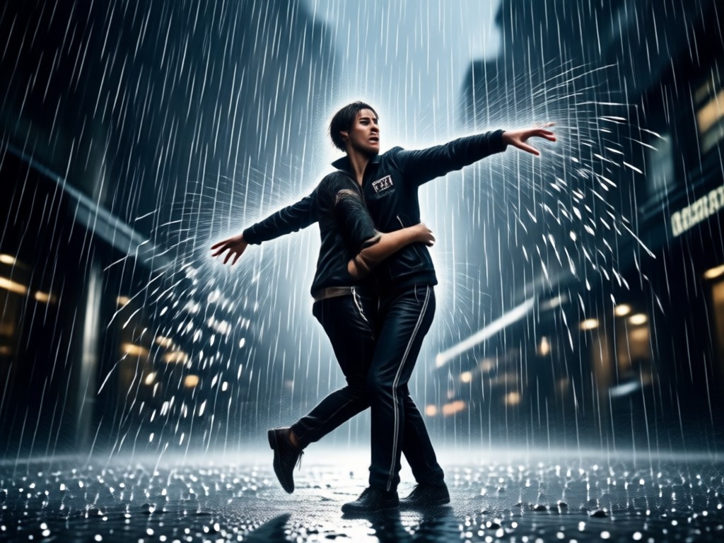 AI multi person rain hug video generation