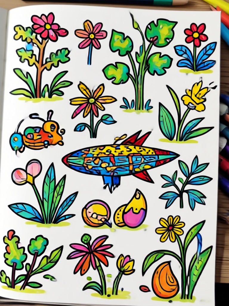 Página para colorear temática espacial con IA