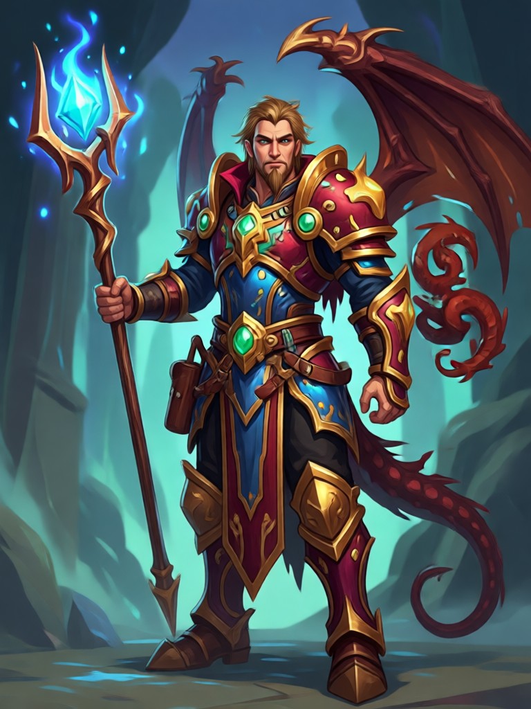 Hechicero con energía de magia salvaje emanando de sus manos