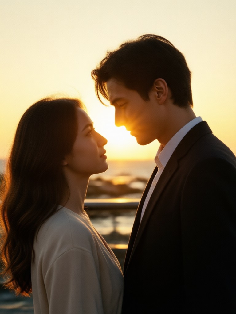 Formal couple portrait with classic medium format film look