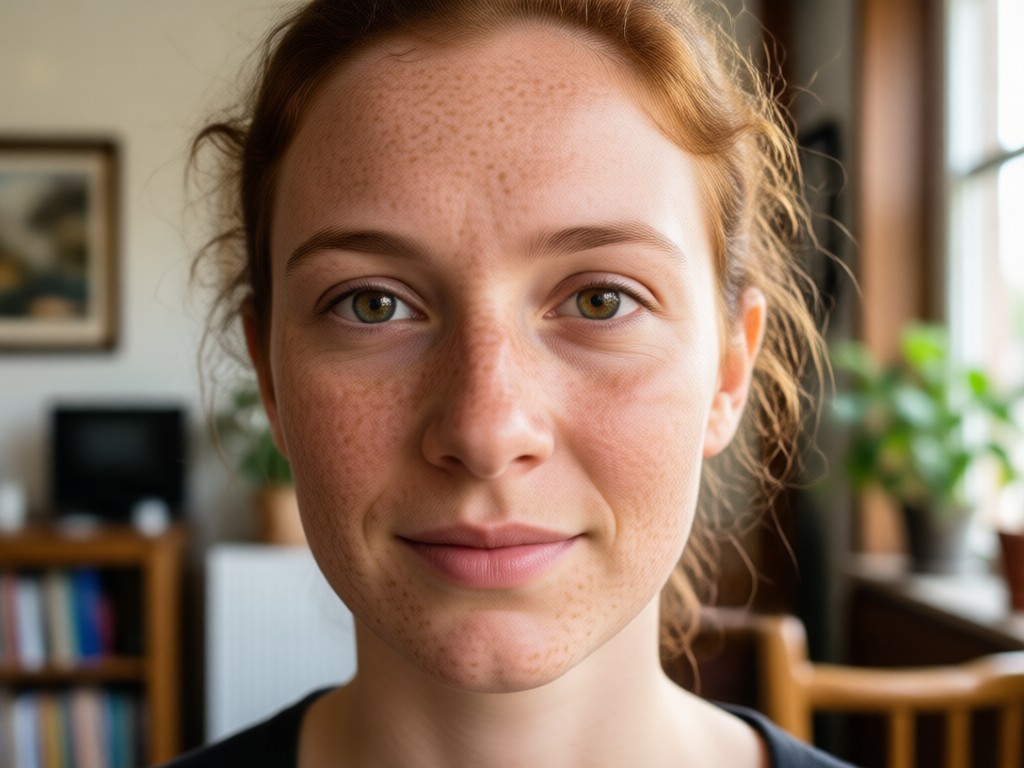 AI blends freckles naturally into skin texture