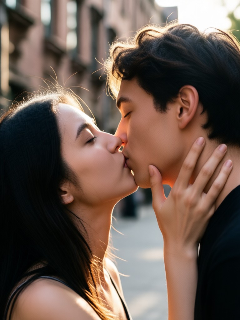 AI generated wedding style multi person kiss photo