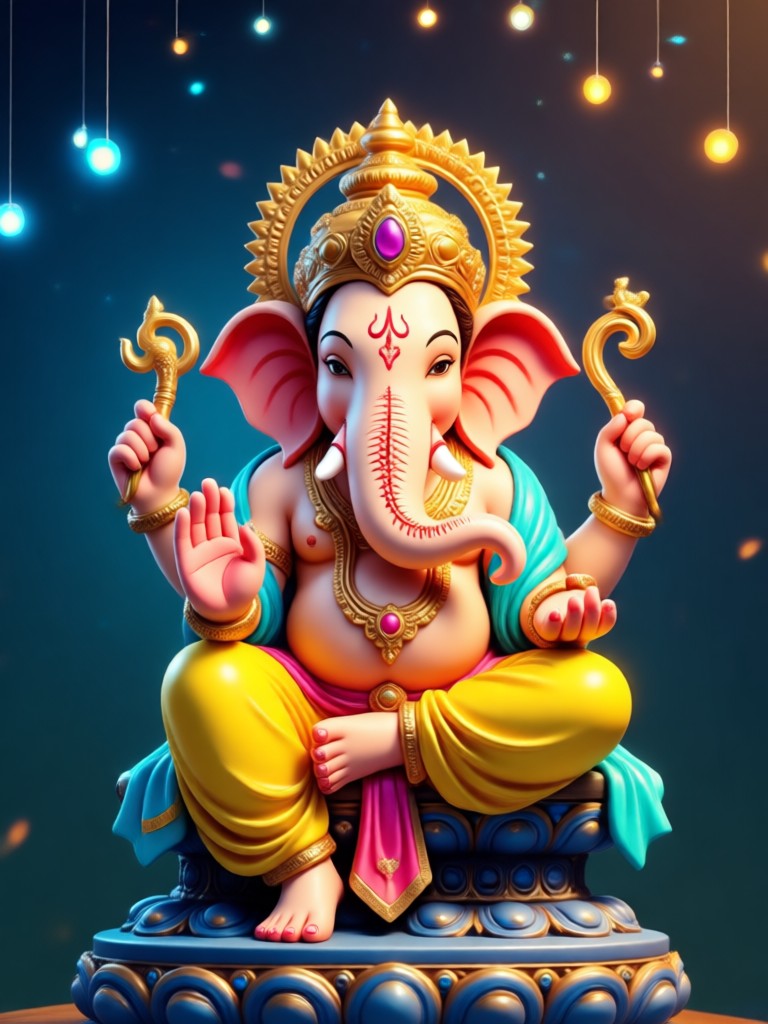 Ganesh idol animation with devotional background