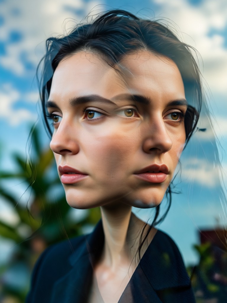 Double exposure with architectural elements