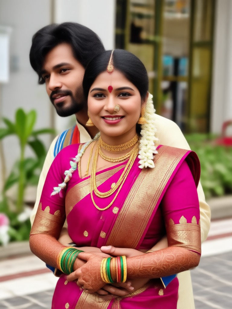 Nauvari saree style AI generation