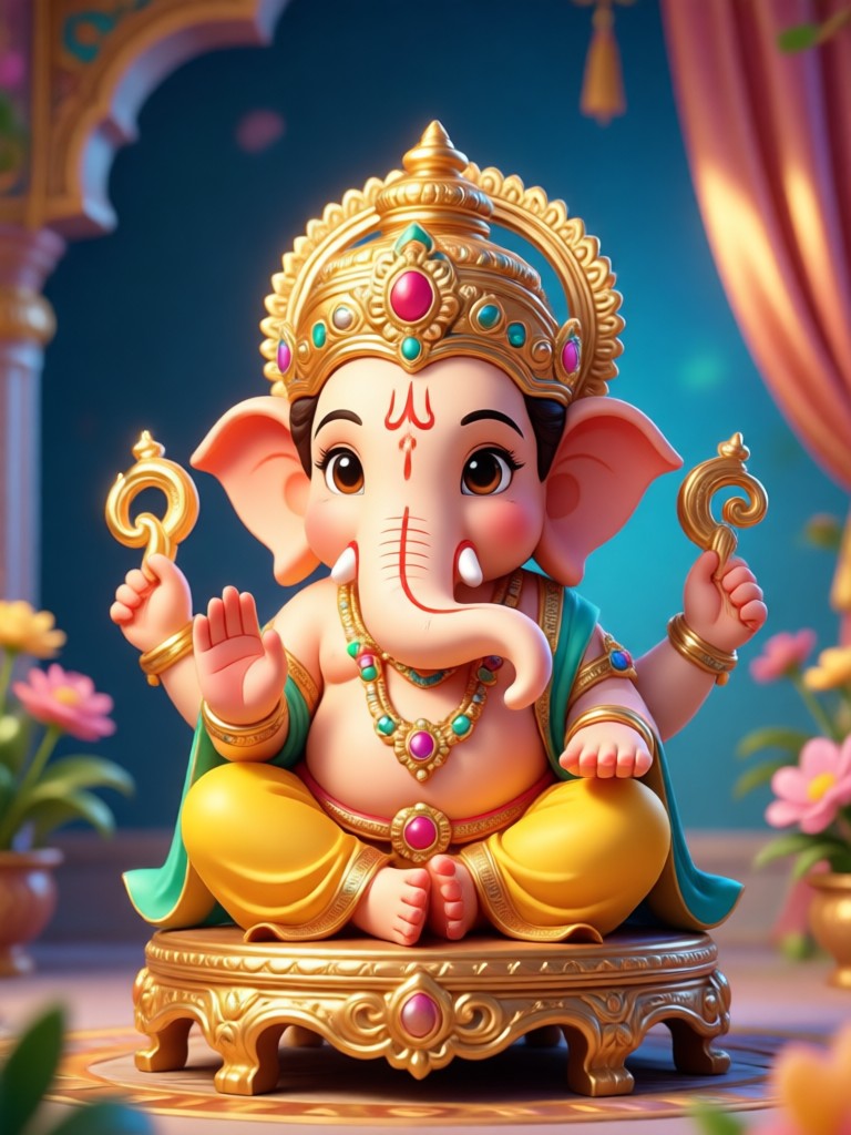 KI-Video von spielendem Baby-Ganpati