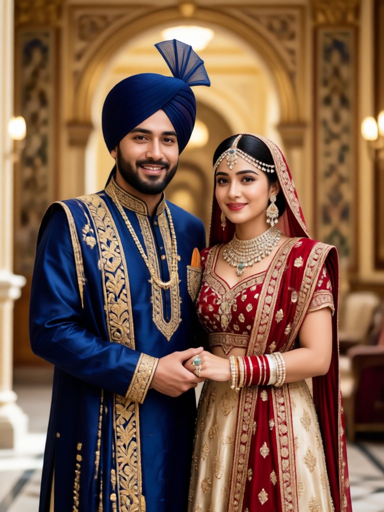 AI generated Pakistani couple in Anarkali and Sherwani
