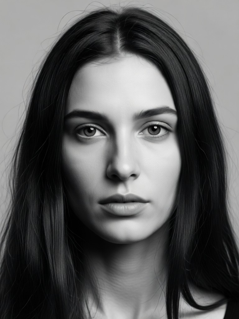Classic high contrast black and white portrait
