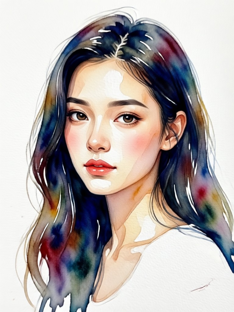 Detailed watercolor face painting transformation