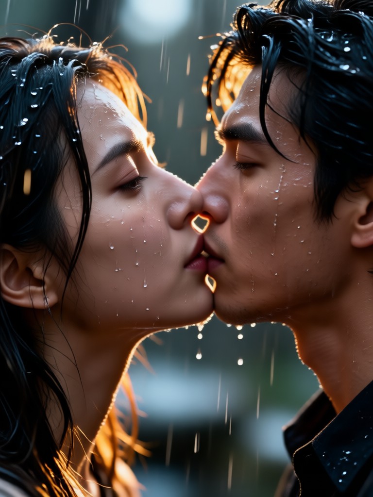 Dramatic Rain Embrace