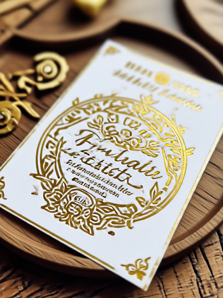Luxury art deco invitation with gold foil accent