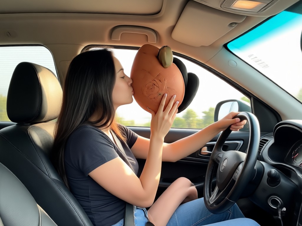 Cinematic lighting effects in car for couple kiss video
