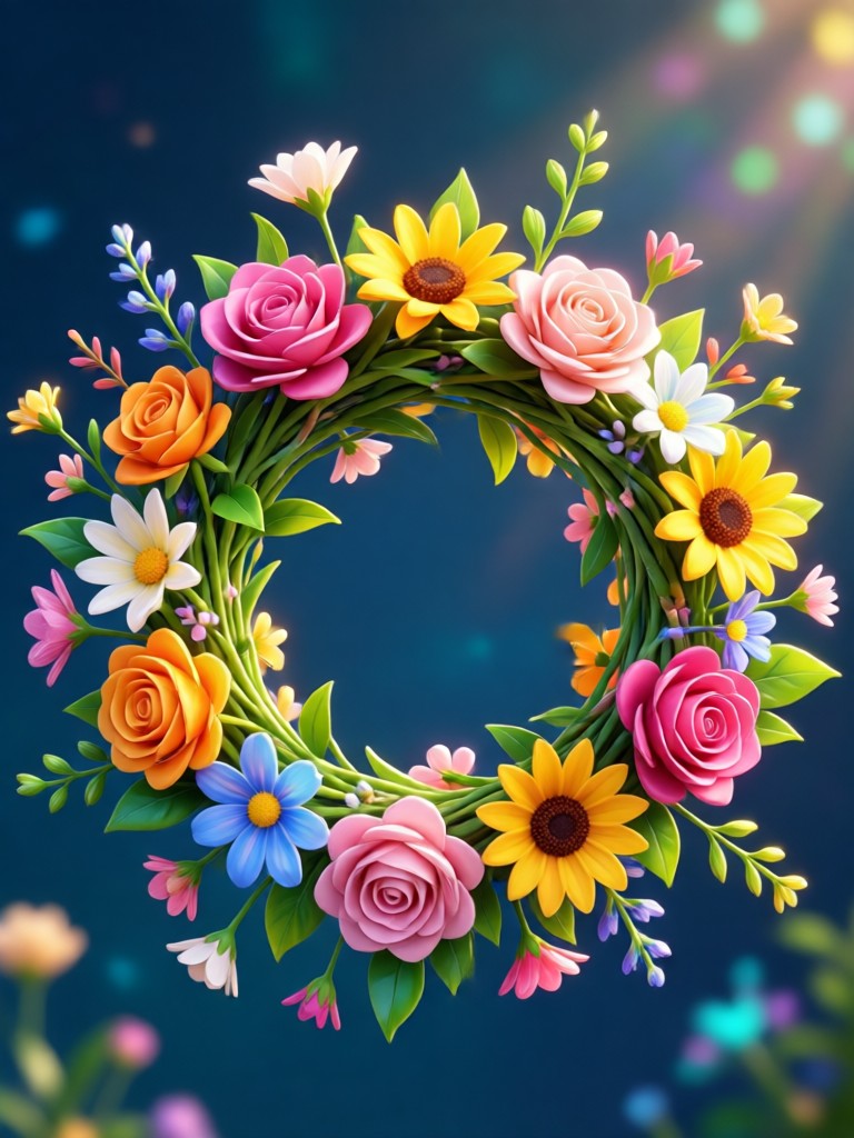 Whimsical AI flower crown with butterflies