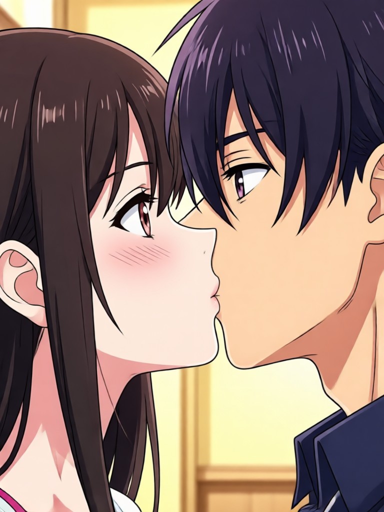 Video de beso anime en escena de lluvia dramática