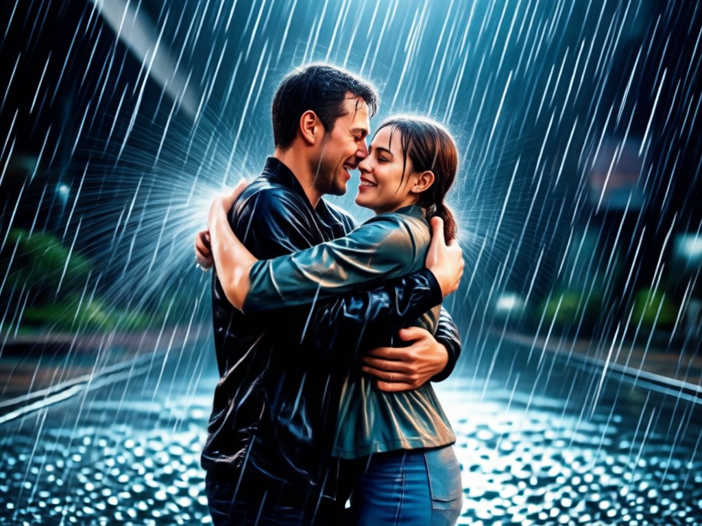 realistic ai rain effects for hug video