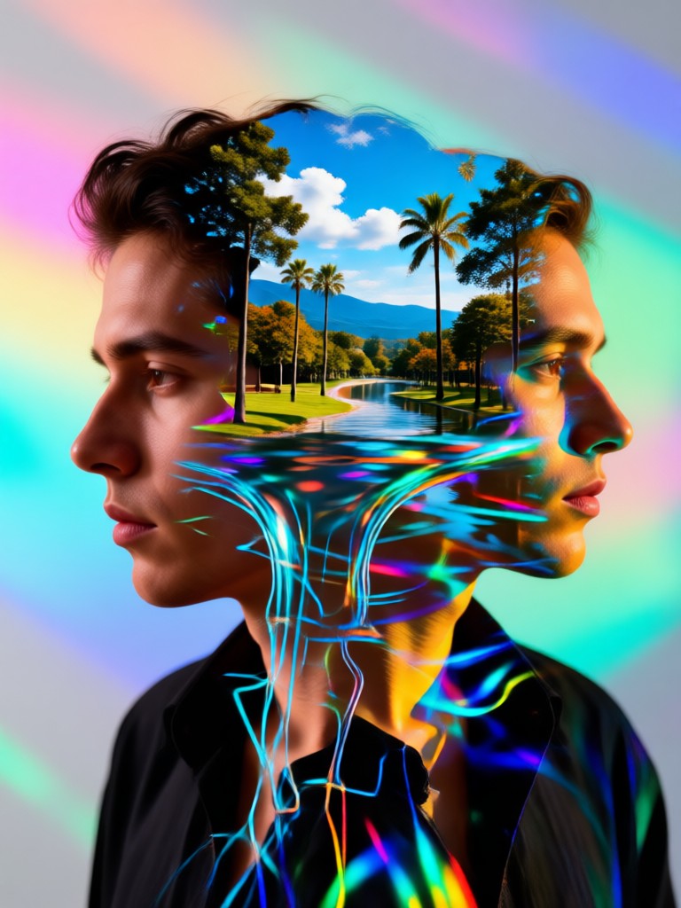 Modern double exposure portrait maker result