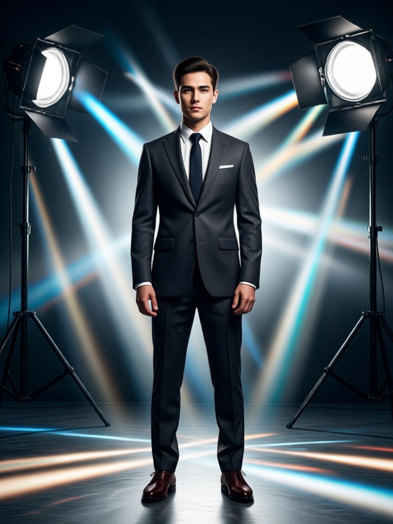 AI adding a navy blue suit to a portrait