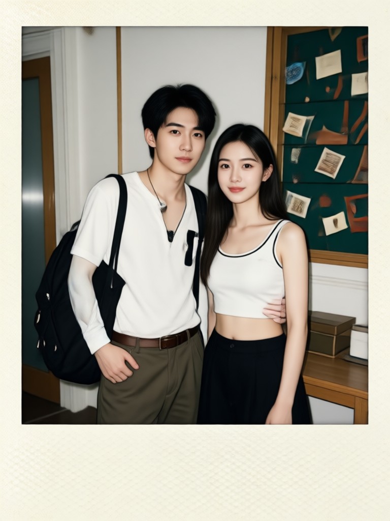90s inspired bright polaroid with classic white frame